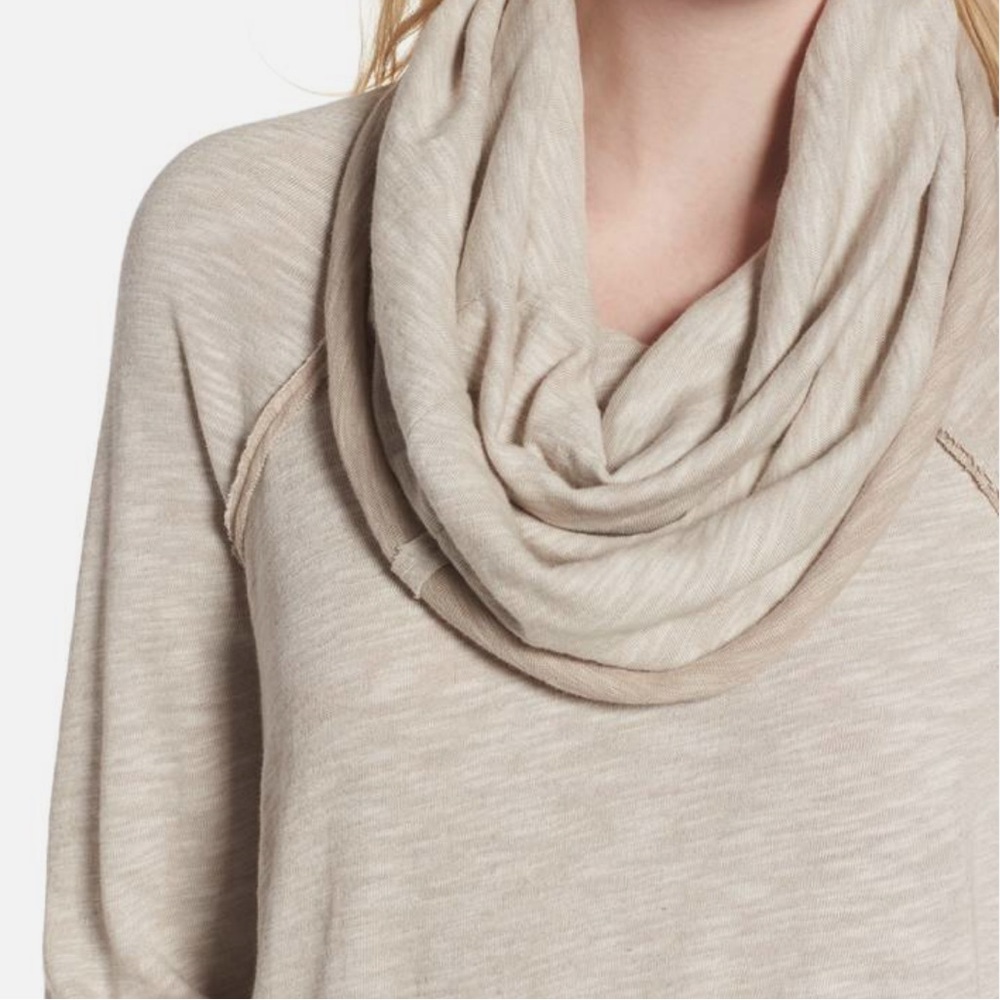 Free People Beach cacoon cowl neck cotton slub top with raw edges - Picture 5 of 15